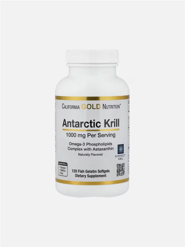 California Gold Nutrition, масло антарктического криля, комплекс фосфолипидов из омега-3 с астаксантином, натуральный вкус клубники и лимона, 120 капсул из рыбьего желатина